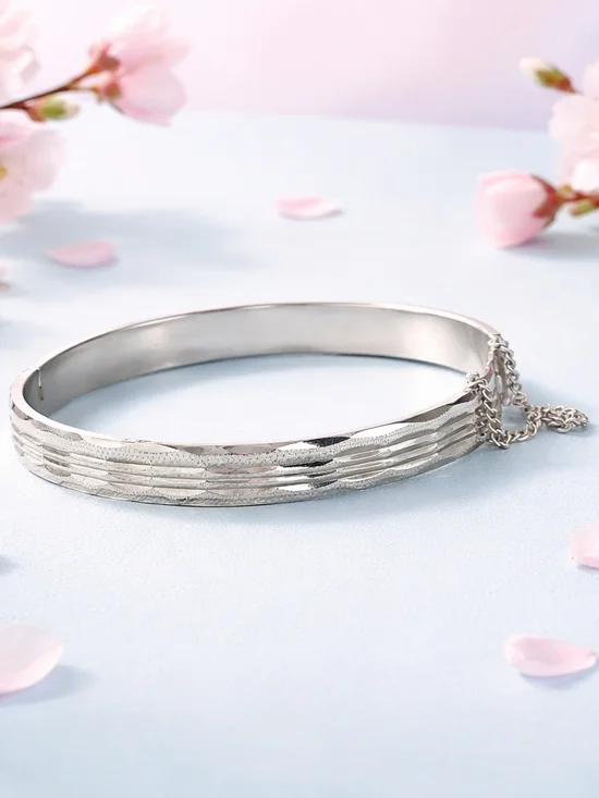 Vintage Pastelli Hong Kong Signed RGP Rolled Gold Plated Hinged Silver Bracelet - Picture 2 of 5